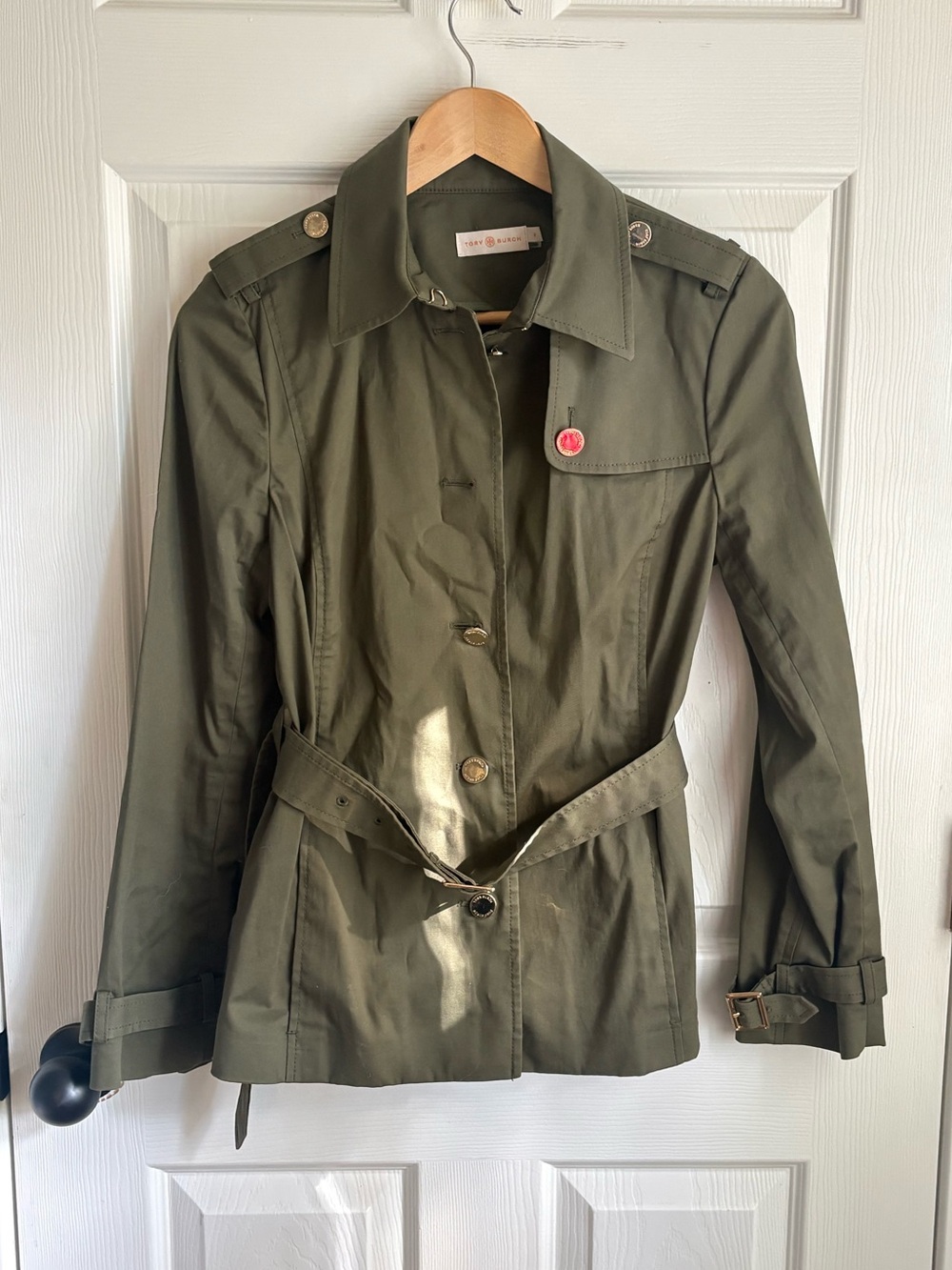 Tory Burch Olive Green Belted Trench Coat